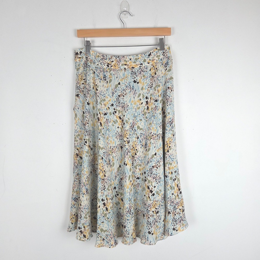Jones New York Silk Flowy A-Line Midi Skirt Size 10 Abstract Floral Lined - Picture 4 of 10
